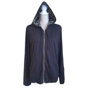 Black Hoodie Jacket Ralph Lauren Jeans Co Women’s XL Zip Cotton Lounge Style